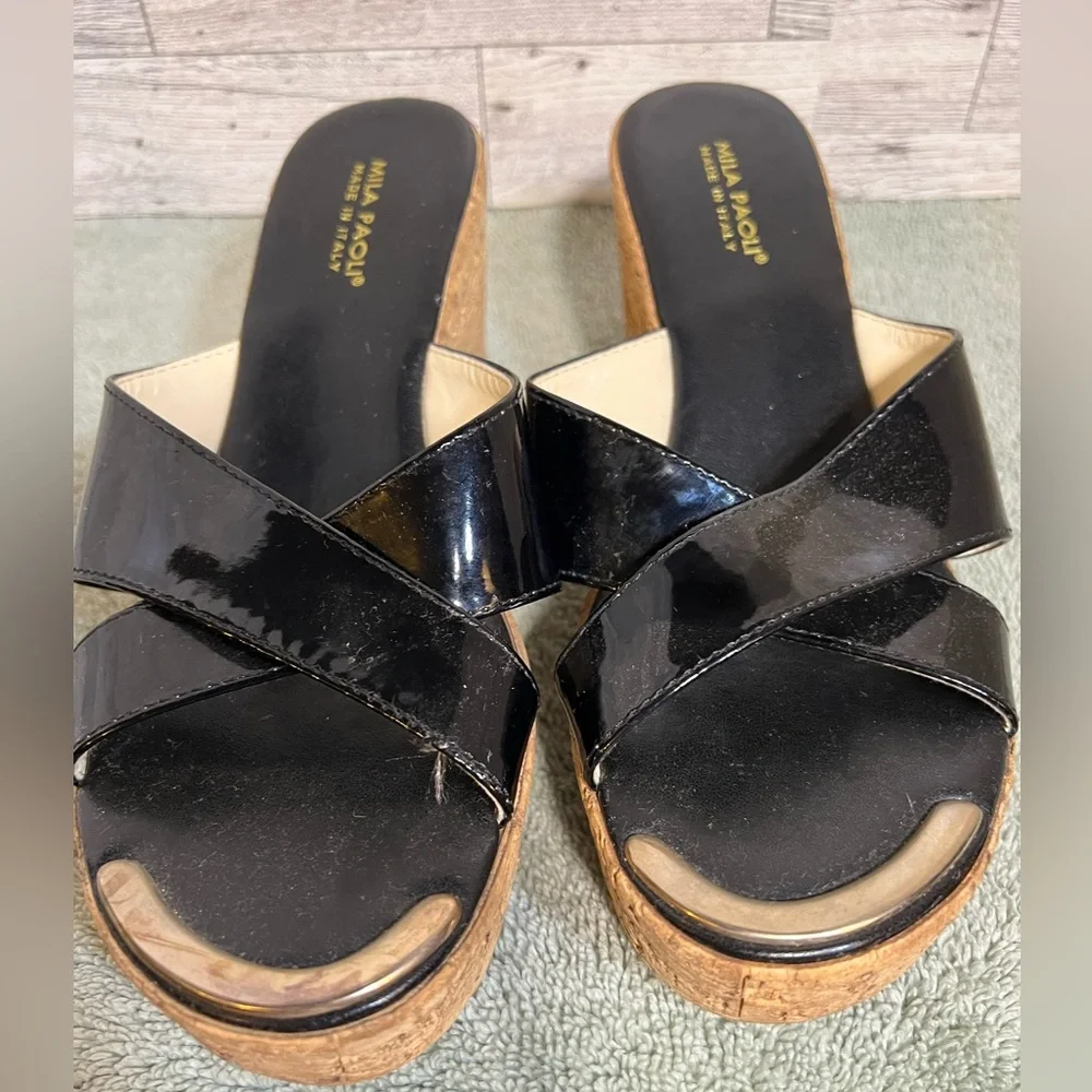 Mila Paoli Italian Patent Leather Wedge